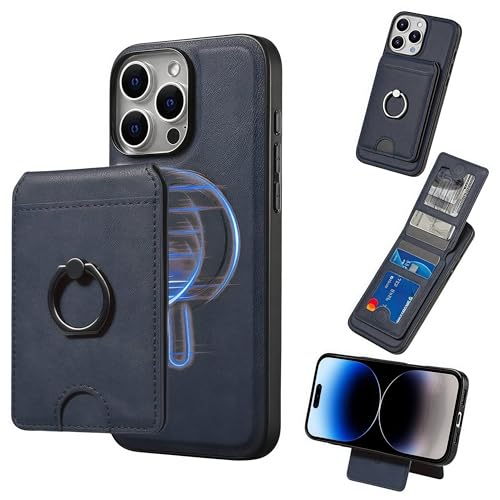 JIAONASHIJIA passend für MagSafe iPhone 15 Plus Hülle-Leder Magnet Wallet-RFID-blockierend-2 in 1 Abnehmbarer Kartenhalter-Stoßfestes Cover-Ständer-ID-Fenster.Blau JIAONASHIJIA passend für MagSafe iPhone 15 Plus Hülle-Leder Magnet Wallet-RFID-blockierend-2 in 1 Abnehmbarer Kartenhalter-Stoßfestes Cover-Ständer-ID-Fenster.Blau von JIAONASHIJIA