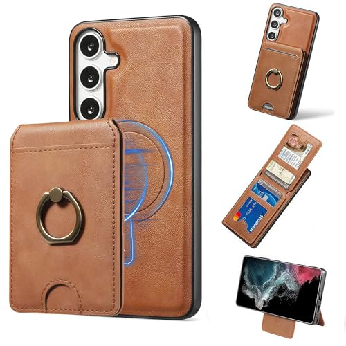 JIAONASHIJIA passend für Samsung Galaxy A16 Hülle-Leder Magnet Wallet-RFID-blockierend-2 in 1 Abnehmbarer Kartenhalter-Stoßfestes Cover-Ständer-ID-Fenster.Braun von JIAONASHIJIA