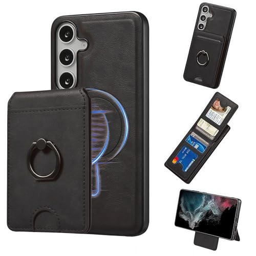 JIAONASHIJIA passend für Samsung Galaxy A16 Hülle-Leder Magnet Wallet-RFID-blockierend-2 in 1 Abnehmbarer Kartenhalter-Stoßfestes Cover-Ständer-ID-Fenster.Schwarz von JIAONASHIJIA