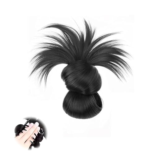 Clip-On-Perücke mit gefiedertem Dutt, Messy Bun Clip-in-Haarteil, Messy Buns Haarteil, weiche Haarknoten für Frauen für den täglichen Gebrauch, erhöhen Sie ganz einfach (Black) von JIAOY