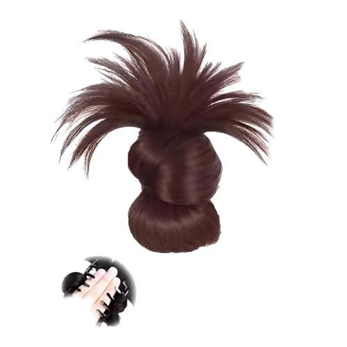 Clip-On-Perücke mit gefiedertem Dutt, Messy Bun Clip-in-Haarteil, Messy Buns Haarteil, weiche Haarknoten für Frauen für den täglichen Gebrauch, erhöhen Sie ganz einfach (Dark Brown) von JIAOY