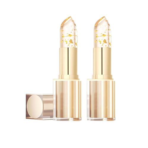 Farbwechselnde Lippenstifte, Farbwechselnde Lippenstifte, Transparenter, langanhaltender, feuchtigkeitsspendender Lippenbalsam, Lippenbalsam mit Goldfolie für Frauen, langanhaltend (2PCS) von JIAOY