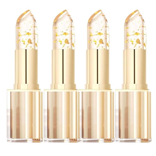 Farbwechselnde Lippenstifte, Farbwechselnde Lippenstifte, Transparenter, langanhaltender, feuchtigkeitsspendender Lippenbalsam, Lippenbalsam mit Goldfolie für Frauen, langanhaltend (4PCS) von JIAOY