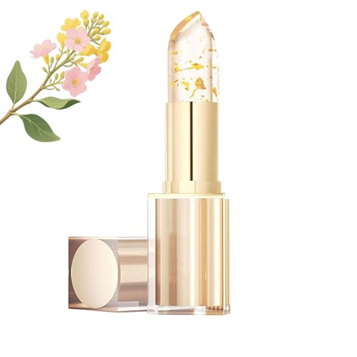 Farbwechselnder Lippenstift, Farbwechselnder Lippenstift mit Goldfolie für Frauen, 24 Stunden lang haltbar, Feuchtigkeitsspendender Blumengelee-Lippenstifts, PH-reaktives personalisierte (1PCS) von JIAOY