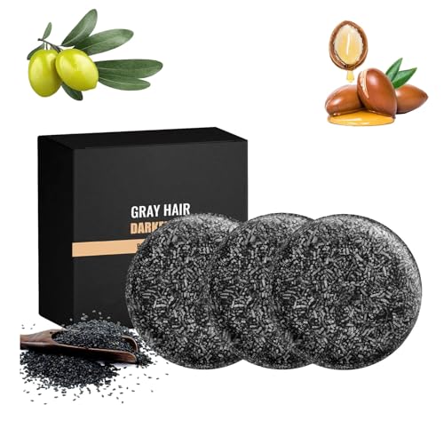 Graues Haarverdunking -Stangenseife, graues Haar Umkehrungsstangenseife für Männer & Frauen, schwarze Seife für graue Haare natürliche Zutaten Shampoo, Haarfeuchtigkeit und Feuchti (3PCS) von JIAOY