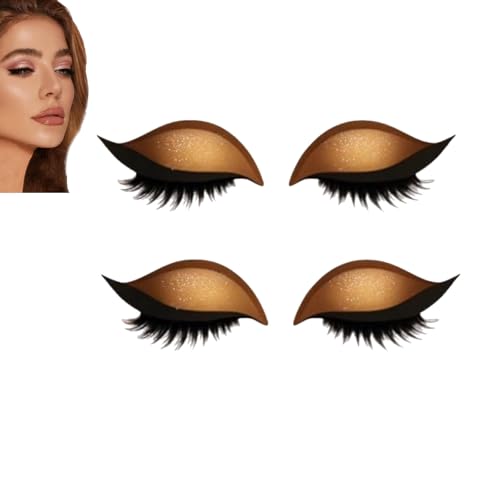 Lazy Eye Shadow Wimpernpflaster, Lidschatten-Wimpern-Make-up-Aufkleber, 2-in-1 wiederverwendbare Augen-Make-up-Aufkleber mit falschen Wimpern und Schatten, selbstklebende Make-up-Aufkleber (Gold*2) von JIAOY