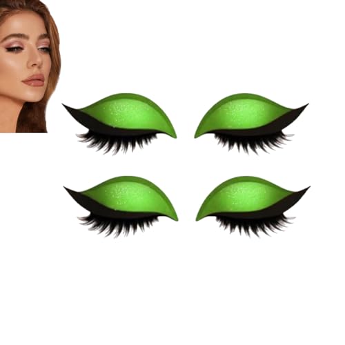Lazy Eye Shadow Wimpernpflaster, Lidschatten-Wimpern-Make-up-Aufkleber, 2-in-1 wiederverwendbare Augen-Make-up-Aufkleber mit falschen Wimpern und Schatten, selbstklebende Make-up-Aufkleber (Green*2) von JIAOY