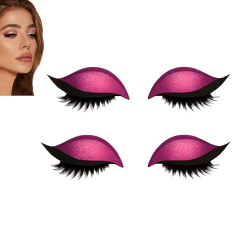 Lazy Eye Shadow Wimpernpflaster, Lidschatten-Wimpern-Make-up-Aufkleber, 2-in-1 wiederverwendbare Augen-Make-up-Aufkleber mit falschen Wimpern und Schatten, selbstklebende Make-up-Aufkleber (Pink*2) von JIAOY