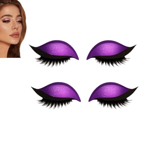 Lazy Eye Shadow Wimpernpflaster, Lidschatten-Wimpern-Make-up-Aufkleber, 2-in-1 wiederverwendbare Augen-Make-up-Aufkleber mit falschen Wimpern und Schatten, selbstklebende Make-up-Aufkleber (Purple*2) von JIAOY