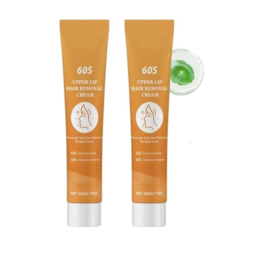 Lippenhaarentfernungscreme für Frauen, feuchtigkeitsspendende Gesichtshaarentfernungscreme, glättender Haarentferner für Oberlippe, Bikinizone und Kinn für empfindliche Haut, sanft (2PCS) von JIAOY