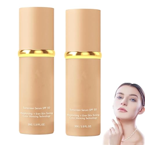 Liquid Foundation 4 in 1, feuchtigkeitsspendender Concealer mit mittlerer Deckkraft, Feuchtigkeitsspendende Concealer-Foundation mit LSF 50+, farbkorrigierender Primer für Frauen (2PCS) von JIAOY