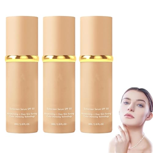 Liquid Foundation 4 in 1, feuchtigkeitsspendender Concealer mit mittlerer Deckkraft, Feuchtigkeitsspendende Concealer-Foundation mit LSF 50+, farbkorrigierender Primer für Frauen (3PCS) von JIAOY