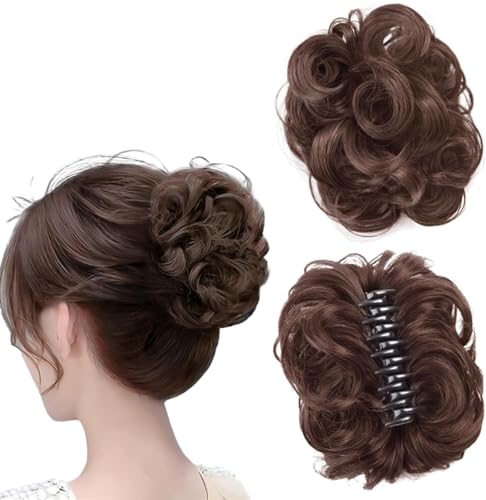 Meetitsneeds Dutt-Verlängerungsclips, Meetitsneeds Haarclip, Perückenclips für Haarverlängerungen, Messy Bun Extension C/Lippen für Frauen, gewellte ClawClips MessyBuns Haarteil (Dark brown) von JIAOY