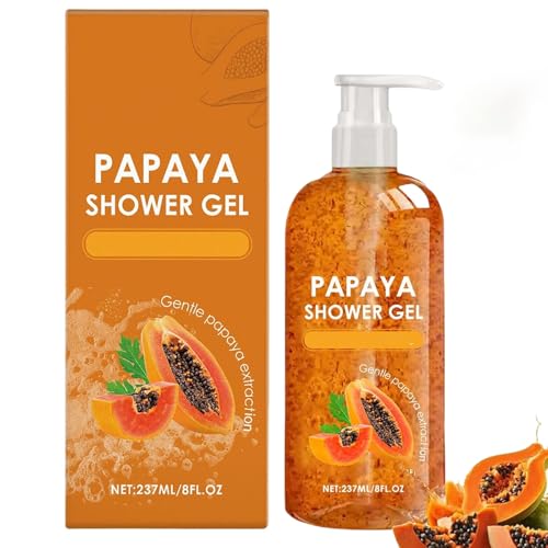 Papaya-Duschgel, Papaya-Peeling-Duschgel, Peeling-Duschgel mit Bio-P/apaya-Extrakt, langanhaltend pflegendes und feuchtigkeitsspendendes D/uschgel für dunkle Haut, für Männer und Frauen (1PCS) von JIAOY