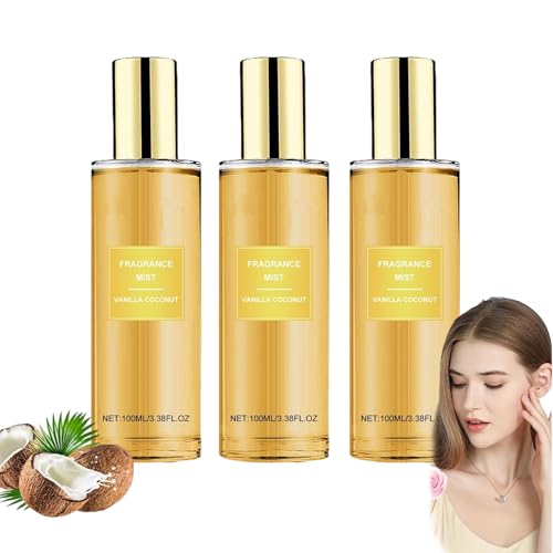Vanille Coconut Bodyspray, Vanille Parfüm,Kokos Parfum, Bodyspray Parfum Damen, Eau de Parfum Für damen, Lang anhaltende Frische, Duftnebel Kokosnuss,Body spray Damen,Eau de Parfum (3PCS) von JIAOY