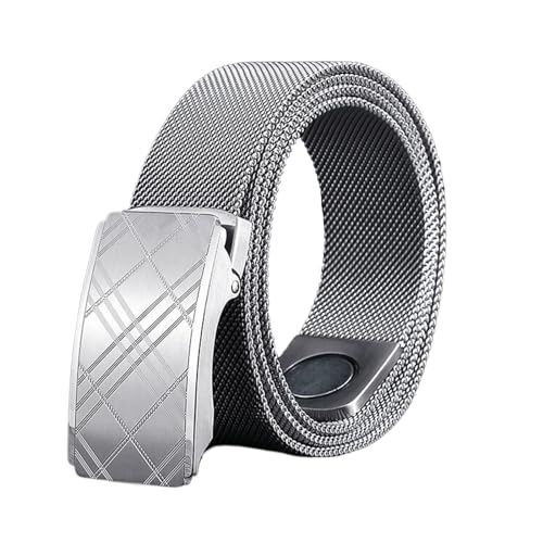 JIARY Gürtel Herren Edelstahl Geflochten, Herren Gürtel Metall Magnetisch, Lederfreier Modischer Gürtel mit Automatischer Schnalle aus Edelstahl Silber,Style a,110CM/43.3'' von JIARY