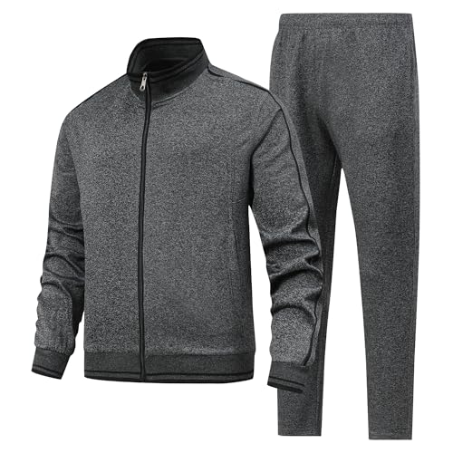 JIASCVGA Herren Trainingsanzug mit durchgehendem Reißverschluss, Trainingsanzug mit aktiven Jacken und Hosen, 2-teilig, Dunkel_Grau, X-Large JIASCVGA Herren Trainingsanzug mit durchgehendem Reißverschluss, Trainingsanzug mit aktiven Jacken und Hosen, 2-teilig, Dunkel_Grau, X-Large von JIASCVGA