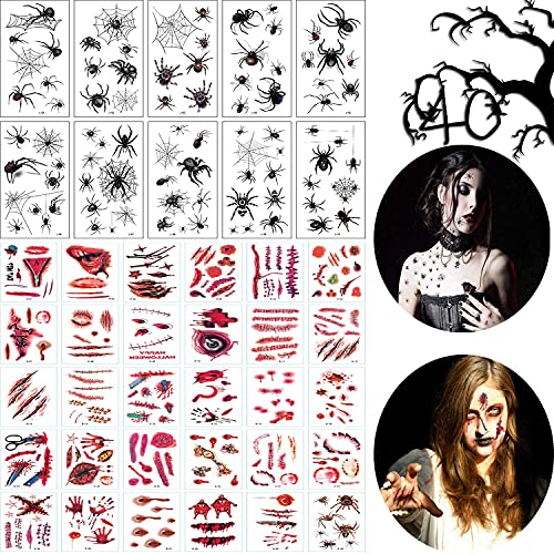 Halloween Zombie Narben Temporäre Tattoos Wasserdicht Gefälschte Blut Aufkleber Wunde Aufkleber Tätowierungen schminken Make-up für Party Prop Dekorationen von JIASHA