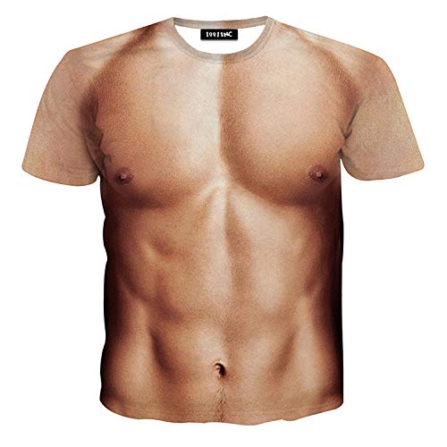 Herren T-Shirt mit 3D-Druck, kurzärmelig, Muskel-Design, lässig, Sommer-T-Shirt - mehrfarbig - XX-Large von JIAYIQI