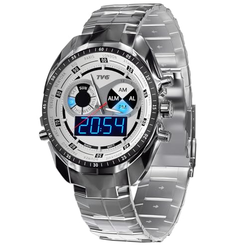 JIBHZIE TVG Herrenuhr, Multi-Zifferblatt Quarzuhr Digitaluhr 3ATM wasserdichte Sportuhr für Herren mit Wecker, Stoppuhr, Kalender, Leuchtanzeige Uhr JIBHZIE TVG Herrenuhr, Multi-Zifferblatt Quarzuhr Digitaluhr 3ATM wasserdichte Sportuhr für Herren mit Wecker, Stoppuhr, Kalender, Leuchtanzeige Uhr von JIBHZIE
