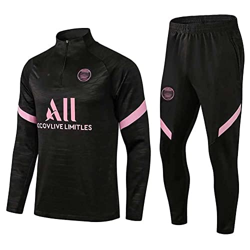 JIEAGY Paris Jersey Trainingsanzug Langarm Jacke Frühling und Herbst Jacke Trainingsanzug Fußball Personalisierte Uniform PSG Männer Frauen (M-Medium, Schwarz) von JIEAGY