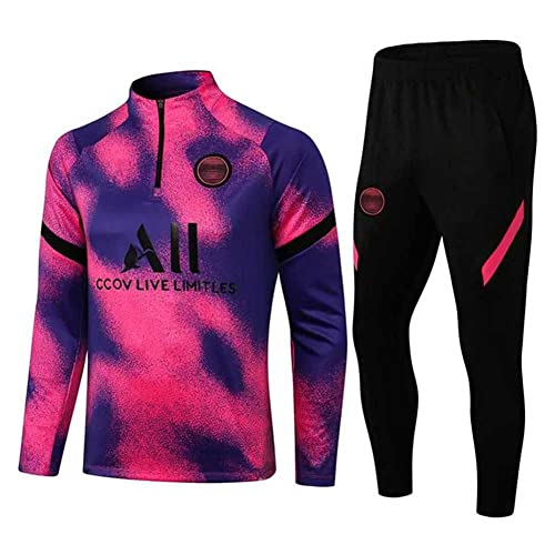 JIEAGY Paris Jersey Trainingsanzug Langarm Jacke Frühling und Herbst Jacke Trainingsanzug Fußball Personalisierte Uniform PSG Männer Frauen, Pink Purple, XL-XLarge von JIEAGY