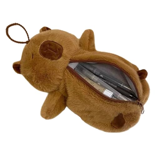 JIEBWCHA Capybara Federmäppchen | Plüschtier-Federmäppchen – Plüsch-Capybara-Schreibwarentasche, Reißverschluss-Tasche, Reise-Kulturbeutel, Organizer für Jugendliche, Kinder, Studenten, Einzelnes von JIEBWCHA