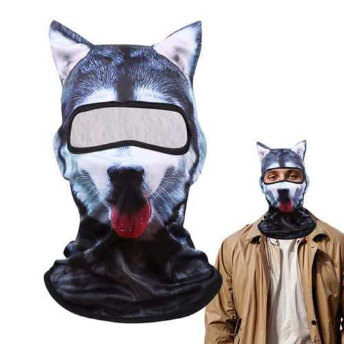 JIEBWCHA Katzen Ski Maske - Balacl-ava Sturmhaube - 3D Tier Aktive Kopfhaube, Dehnbare Volle Gesichts -Katzen -Gesichtsmaske Mit 3D -niedlichen Tiermustern, Atmungsaktiv Und Komfortable von JIEBWCHA