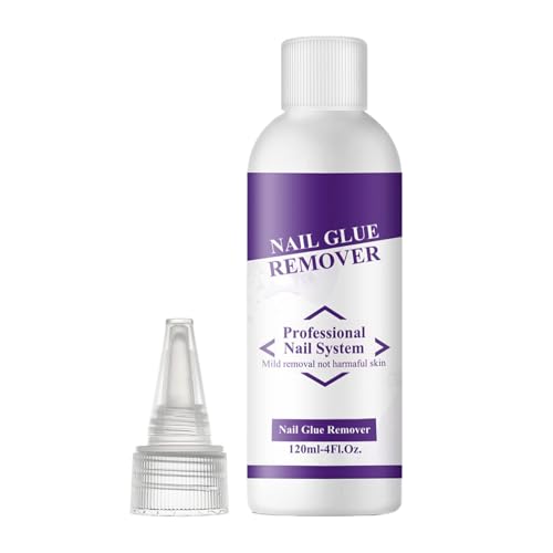 JIEBWCHA Nagelkleber Entferner,120ml Künstliche Nägel Entferner Flüssigkeit - Sanfte Reinigung Kosmetik Maniküre Für Zuhause Büro Reise Frauen Profis von JIEBWCHA