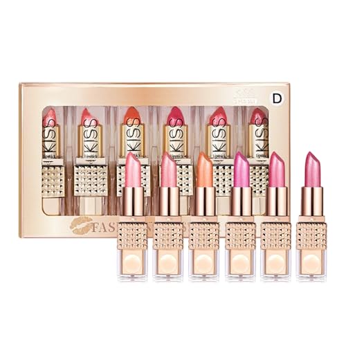 JIEBWCHA Schimmer Lippenstift-Set | -Lippenstift-Set Mit Glanz-Effekt,Feuchtigkeitsspendender Wasserfester Lipgloss Für Alltag & Feiern Für Damen & Mädchen von JIEBWCHA