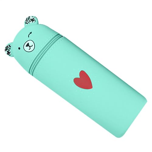 JIEBWCHA Silikon Federmäppchen Bär, Niedliches Federmäppchen Mäppchen Cartoon Bleistifthalter, Schlampermäppchen Und Stifteköcher 2 In 1, Stand Up Pen Case Bear Style Weichem Silikon von JIEBWCHA