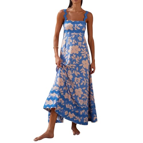 JIEDOUKEJI Maxikleider Damen Sommer Elegant Langes Strandkleid Ärmellos Trägerkleid Casual Empire Kleid Boho Sommerkleid von JIEDOUKEJI
