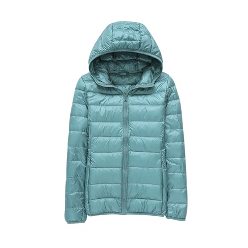Leichte Daunenjacke Damen Kapuzen Steppjacke Damen Leichter Steppmantel Damen Puffer Jacke Mantel Daunenmantel Damen Leicht Down Jacket Women Federleichte Daunenjacke Damen Frühling Winter Grün S von JIEDOUKEJI