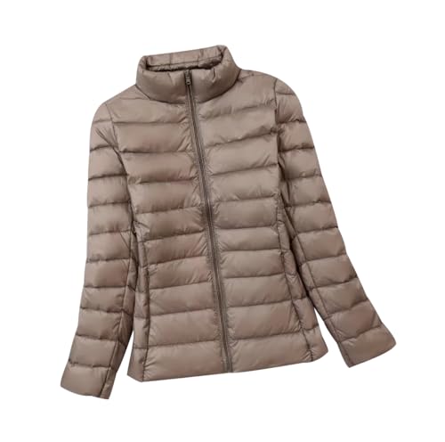 Leichte Steppjacke Damen Federleichte Daunenjacke Damen Leichter Steppmantel Damen Puffer Jacke Mantel Daunenmantel Damen Leicht Down Jacket Women Daunenjacken Daunen Steppjacke Damen Winter Khaki 7XL von JIEDOUKEJI