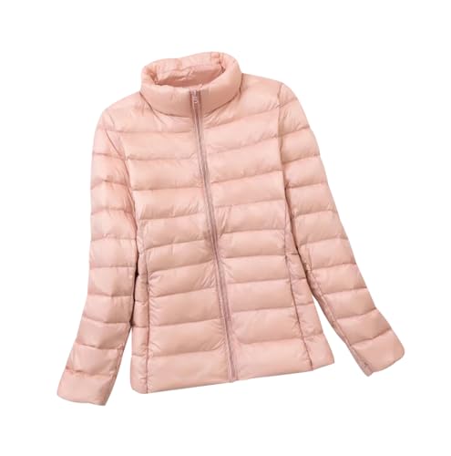 Leichte Steppjacke Damen Federleichte Daunenjacke Damen Leichter Steppmantel Damen Puffer Jacke Mantel Daunenmantel Damen Leicht Down Jacket Women Daunenjacken Daunen Steppjacke Damen Winter Rosa M von JIEDOUKEJI