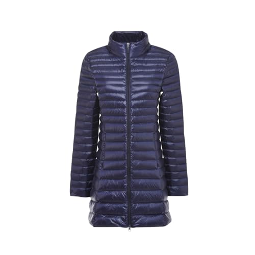 Leichter Steppmantel Damen Leichte Steppjacke Damen Federleichte Daunenjacke Damen Lang Puffer Jacke Mantel Daunenmantel Damen Leicht Down Jacket Women Daunenjacken Damen Frühling Winter Marine XL von JIEDOUKEJI