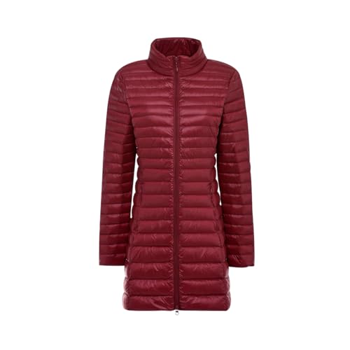 Leichter Steppmantel Damen Leichte Steppjacke Damen Federleichte Daunenjacke Damen Lang Puffer Jacke Mantel Daunenmantel Damen Leicht Down Jacket Women Daunenjacken Damen Frühling Winter Rot XL von JIEDOUKEJI