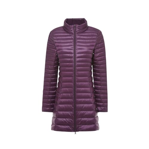 Leichter Steppmantel Damen Leichte Steppjacke Damen Federleichte Daunenjacke Damen Lang Puffer Jacke Mantel Daunenmantel Damen Leicht Down Jacket Women Daunenjacken Damen Frühling Winter Violett XL von JIEDOUKEJI