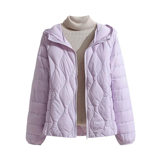 Steppjacke Damen Leicht Leichte Daunenjacke Damen Leichter Steppmantel Damen Puffer Jacke Mantel Daunenmantel Damen Leicht Daunenjacken Down Jacket Women Federleichte Daunenjacke Damen Violett 4XL von JIEDOUKEJI
