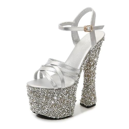 Damen Sandalen Peep Toe Blockabsatz Super High Heel mit 17 cm Plateau mit 7.5 cm Schnallenriemen Damenschuhe z1097-131 Damen Sandalen Peep Toe Blockabsatz Super High Heel mit 17 cm Plateau mit 7.5 cm Schnallenriemen Damenschuhe z1097-131 von JIEEME