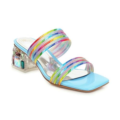 JIEEME Damen Slipper Peeptoe mit mittelhohem Absatz und 5 cm Blockabsatz Sommer Damenschuhe Plus Größe z27731 von JIEEME