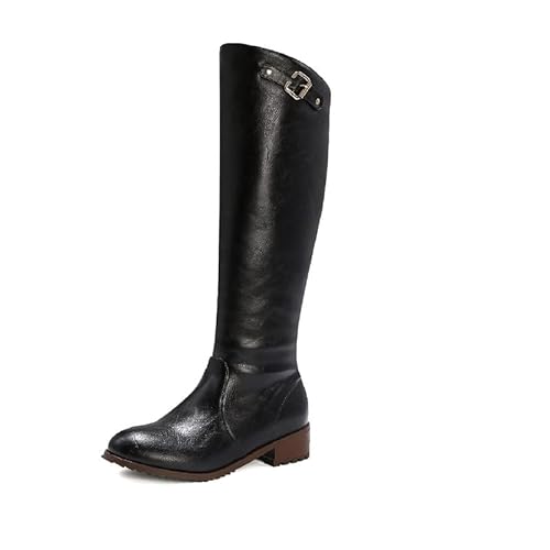 JIEEME Kniehohe damenstiefel Blockabsatz mit runder Spitze reißverschluss mittlerer Absatz handgefertigte langschaftsstiefel für Damen große größe 35-46 zc61-431 von JIEEME
