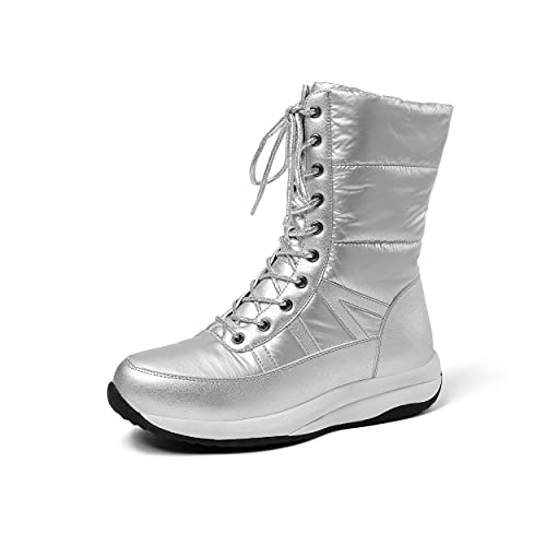 JIEEME Microfiber + waterproof cloth round toe flat with lace-up platform with 3.5 cm comfortable ankle snow boots for women big size thx-1182 von JIEEME