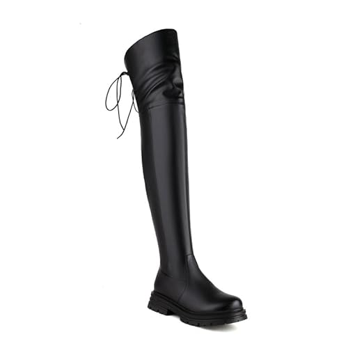 JIEEME synthetik Mode runde Zehe Reißverschluss platform overknee Stiefel,blockabastz low Heel with 4 cm handgefertigte over-knee Stiefel für Frauen sb-57s von JIEEME