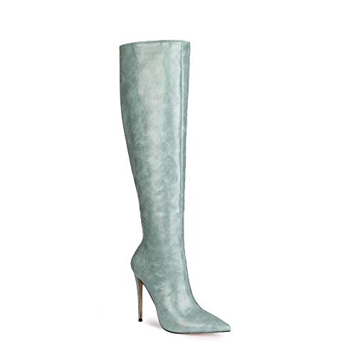 Mikrofaser Damenmode Reißverschluss Spitze Zehen High Heel Stiletto leicht zu Fuß Langschaft handgefertigte Stiefel für Frauen Zwj2021 von JIEEME