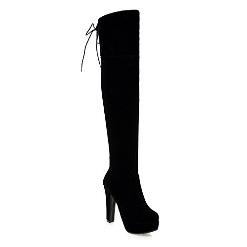 Nubuck Leather Fashion Round Toe Block Heel Zipper high Heel with 12 cm Platform with 3.5 cm Over-The-Knee Boots for Women Big Size ta592 von JIEEME