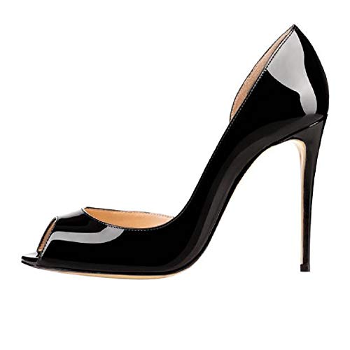 Patent Leather Women's Fashion peep Toe Stiletto Lining with Microfiber super high Heel Easy waliking Evening Party Pumps with Women Za835s von JIEEME