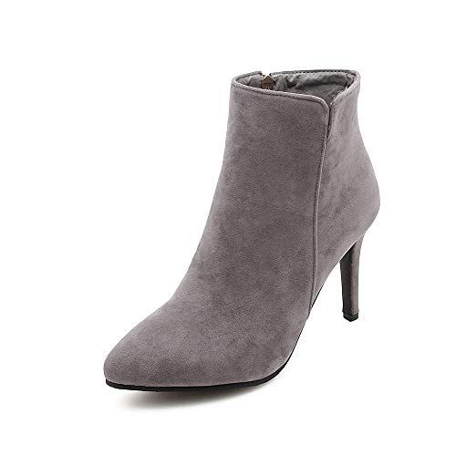 Suede Leather Fashion Pointed Toe Stiletto Zipper high Heel with 9 cm Ankle Casual Boots for Women Big Size t21342 von JIEEME