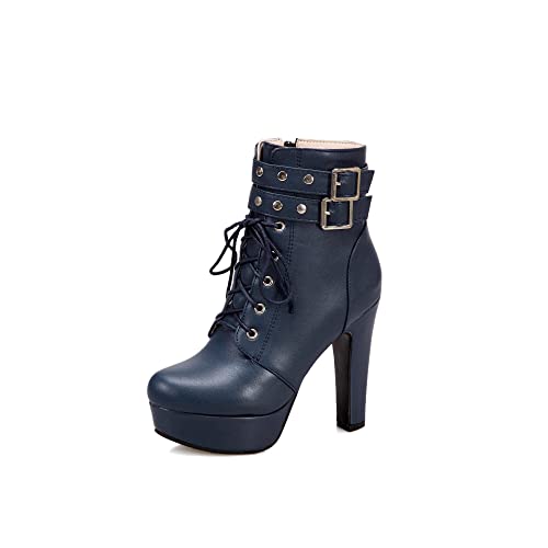 Synthetic Fashion Round Toe Block Heel Zipper Buckle Strap high Heel with 11 cm Platform Ankle Boots for Women Big Size t33-252 Synthetic Fashion Round Toe Block Heel Zipper Buckle Strap high Heel with 11 cm Platform Ankle Boots for Women Big Size t33-252 von JIEEME