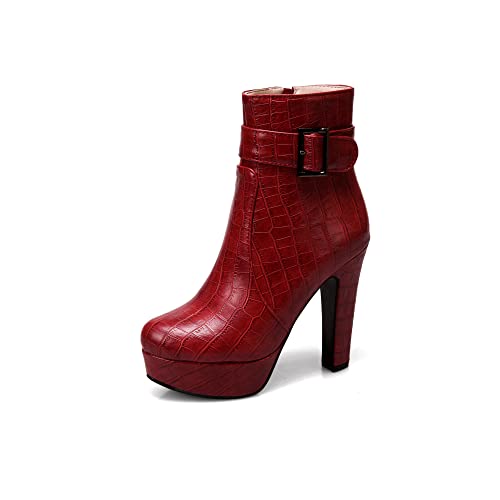 Synthetic Fashion Round Toe Block Heel Zipper high Heel with 11 cm Platform Evening Party Ankle Boots for Women Big Size t33-202 Synthetic Fashion Round Toe Block Heel Zipper high Heel with 11 cm Platform Evening Party Ankle Boots for Women Big Size t33-202 von JIEEME